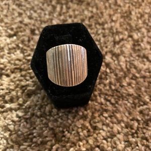 Wide band sterling silver size 6 ring.